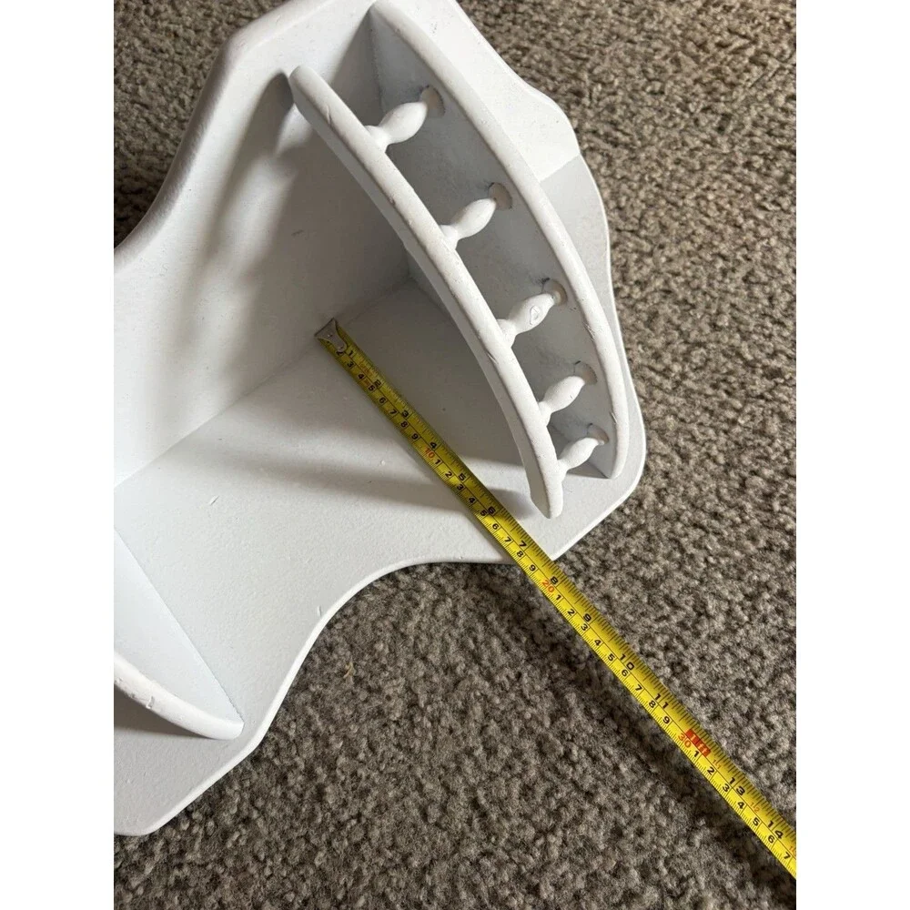 White Painted Wooden 3 Tier Corner Shelf W Rail Cottage Core